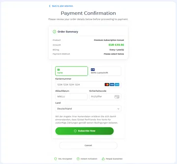 Original-Website zum Vergleich: Monetarisierung